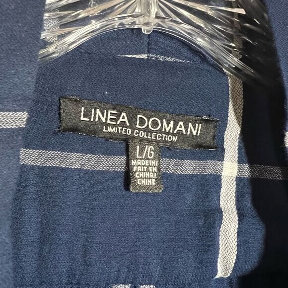 Linea Domani Womens Blue White Twisted Blouse High Low Long Sleeve Stripes Large - Picture 2 of 7